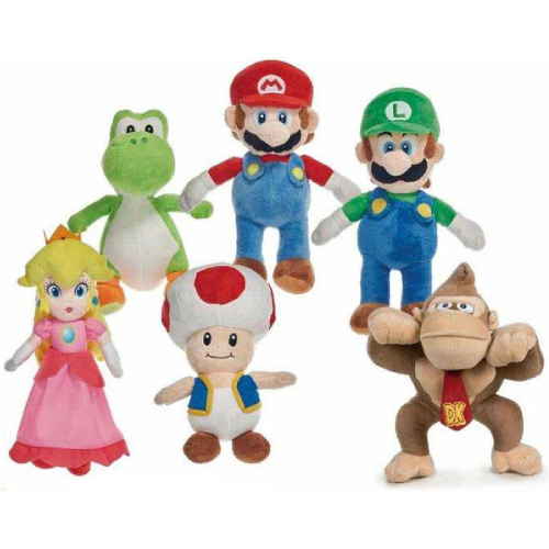 Super Mario Set van 6 Pluche Knuffel 21 cm (Mario/Luigi/Yoshi/Peach/Toad/Donkey Kong)