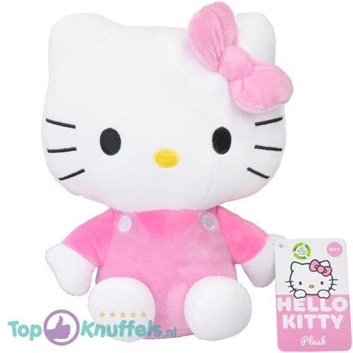 Hello Kitty Zittend (Roze) Pluche Knuffel 25 cm